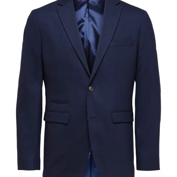 SelectedHommes Modern Classic Slim Fit Suit Blazer Jacket Luxury Navy Blue 38R